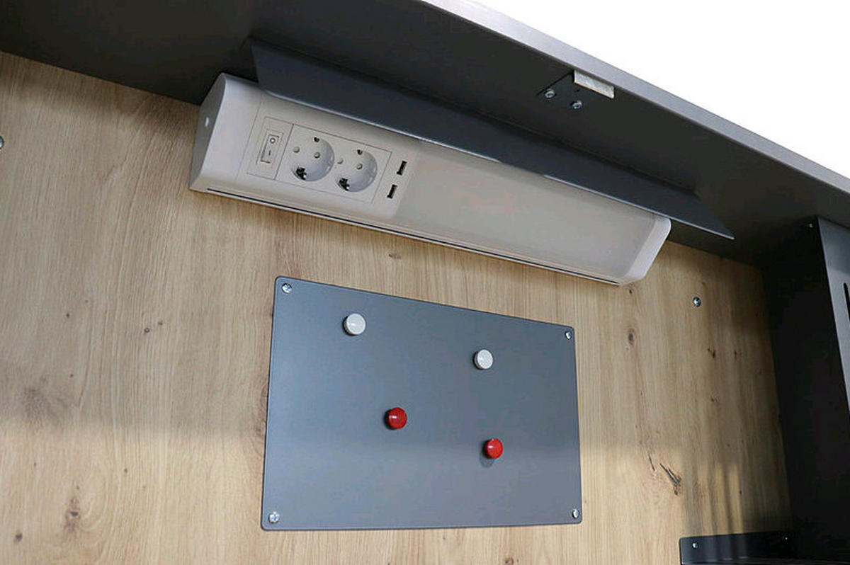 MINI-OFFICE in verschiedenen Holz-Dekoren erhältlich, Beleuchtung, Beimöbel erhältlich Eichefarben, Graphitfarben - Eichefarben/Graphitfarben, KONVENTIONELL, Holzwerkstoff (120/65/26cm) - Venda