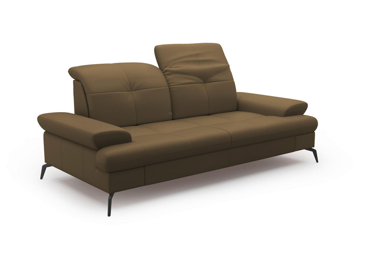 3-SITZER-SOFA in Echtleder Olivgrün  - Schwarz/Olivgrün, Konventionell, Leder/Metall (212/90/122cm) - Sit & More