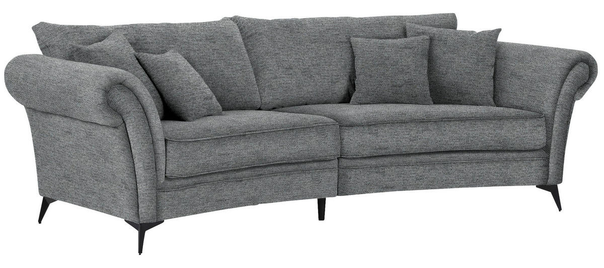 MEGASOFA in Flachgewebe Anthrazit  - Anthrazit/Schwarz, ROMANTIK / LANDHAUS, Textil/Metall (273/79/125cm) - Landscape