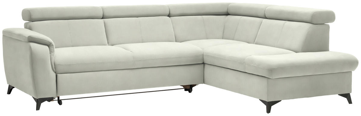 ECKSOFA in Flachgewebe Weiss  - Weiss/Schwarz, Design, Textil/Metall (260/203cm) - Stylife