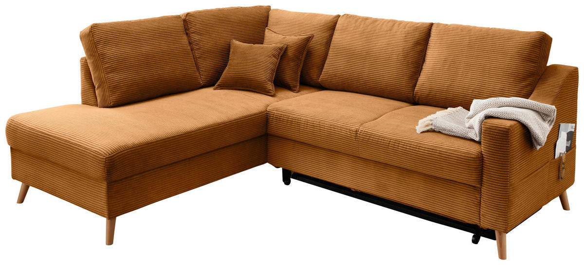 ECKSOFA in Cord Goldfarben  - Goldfarben/Naturfarben, Modern, Holz/Textil (200/230cm) - Livetastic