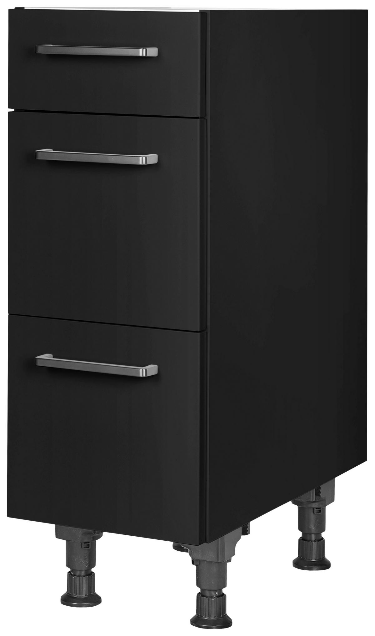 SCHUBKASTENUNTERSCHRANK 30/87/56 cm  in Schwarz  - Edelstahlfarben/Schwarz, MODERN, Holzwerkstoff/Metall (30/87/56cm) - Nobilia