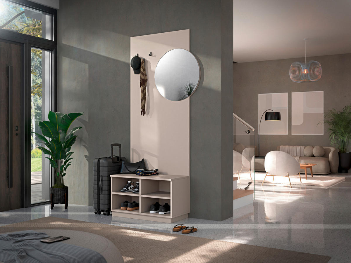 GARDEROBE 3-teilig  in 96/205/40 cm  - Kaschmir, Design, Glas/Holzwerkstoff (96/205/40cm) - Carryhome