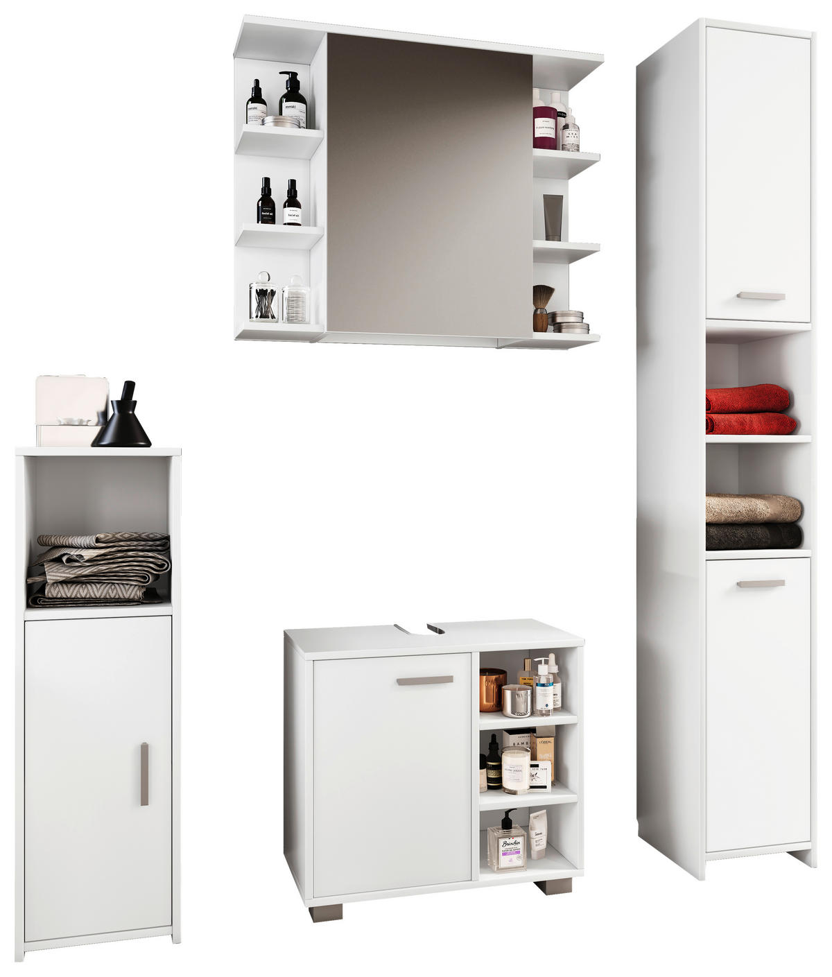 BADEZIMMER 4-teilig  in 140 cm  - Weiß, MODERN, Holzwerkstoff (140cm) - MID.YOU
