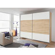 SCHWEBETÜRENSCHRANK  in Weiß, Sonoma Eiche  - Alufarben/Weiß, Design, Holzwerkstoff/Metall (226/210/62cm) - Xora