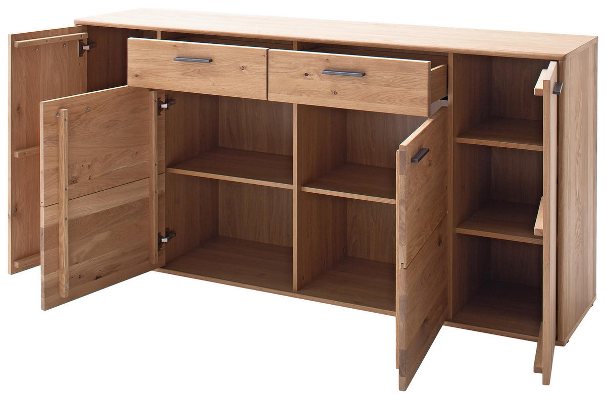 SIDEBOARD Gaborone  in 184/90/44 cm  - Eichefarben/Schwarz, Design, Holz/Holzwerkstoff (184/90/44cm) - Livetastic