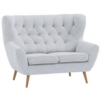 2-SITZER-SOFA in Flachgewebe Hellgrau  - Eichefarben/Beige, Design, Holz/Holzwerkstoff (138/104/92cm) - Stylife
