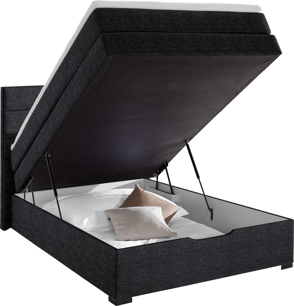 BOXSPRINGBETT 120/200 cm  in Dunkelgrau  - Wengefarben/Dunkelgrau, KONVENTIONELL, Textil (120/200cm) - Carryhome