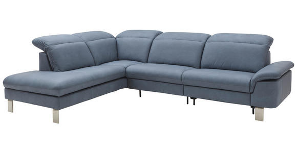 ECKSOFA Blaugrau Echtleder  - Edelstahlfarben/Blaugrau, Design, Leder/Metall (233/309cm) - Dieter Knoll