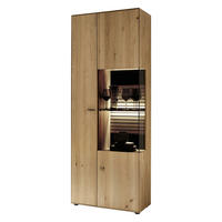 VITRINE  in massiv Wildeiche Wildeiche - Wildeiche/Dunkelgrau, Natur, Glas/Holz (76,9/205,5/37,1cm) - Valdera