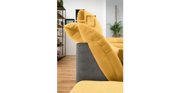 WOHNLANDSCHAFT in Mikrofaser Dunkelgelb, Grau  - Chromfarben/Dunkelgelb, Design, Kunststoff/Textil (204/350/211cm) - Xora
