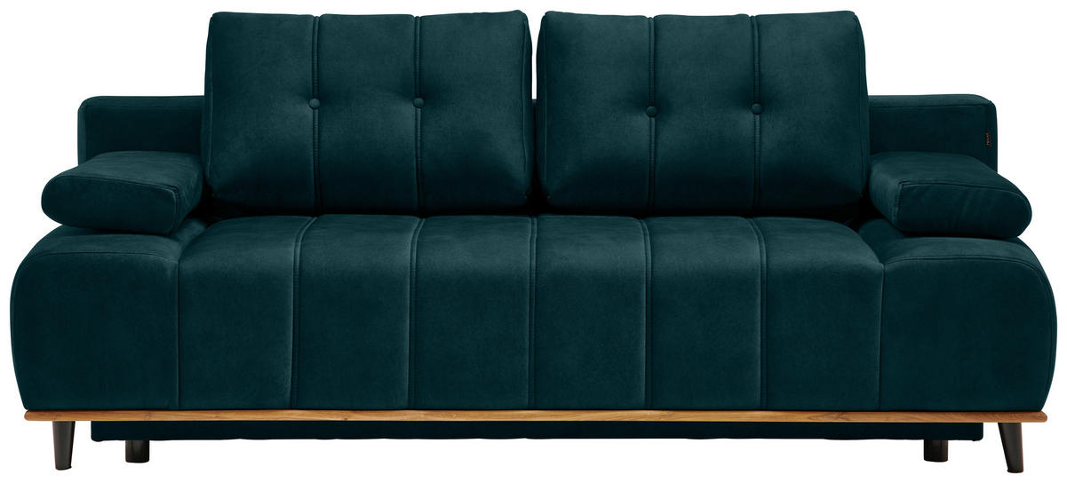 SCHLAFSOFA  mit Stoffauswahl, Rücken echt Webstoff Petrol  - Petrol/Schwarz, Design, Holz/Textil (206/77-87/102cm) - Novel