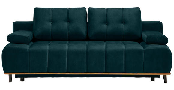 SCHLAFSOFA mit Stoffauswahl, Rücken echt Webstoff Petrol - Petrol/Schwarz, Design, Holz/Textil (206/77-87/102cm) - Novel