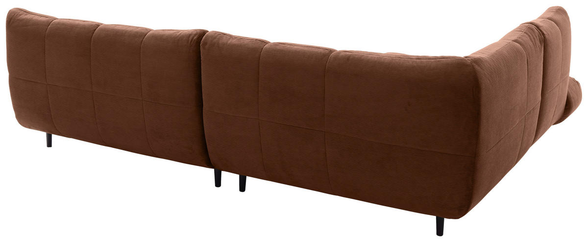 ECKSOFA Ottomane links, Eckteil  Rostfarben Feincord  - Rostfarben/Schwarz, Design, Holz/Textil (215/288cm) - Pure Home Lifestyle