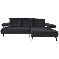 ECKSOFA Schwarz Webstoff  - Schwarz, Design, Textil/Metall (266/180cm) - Welnova