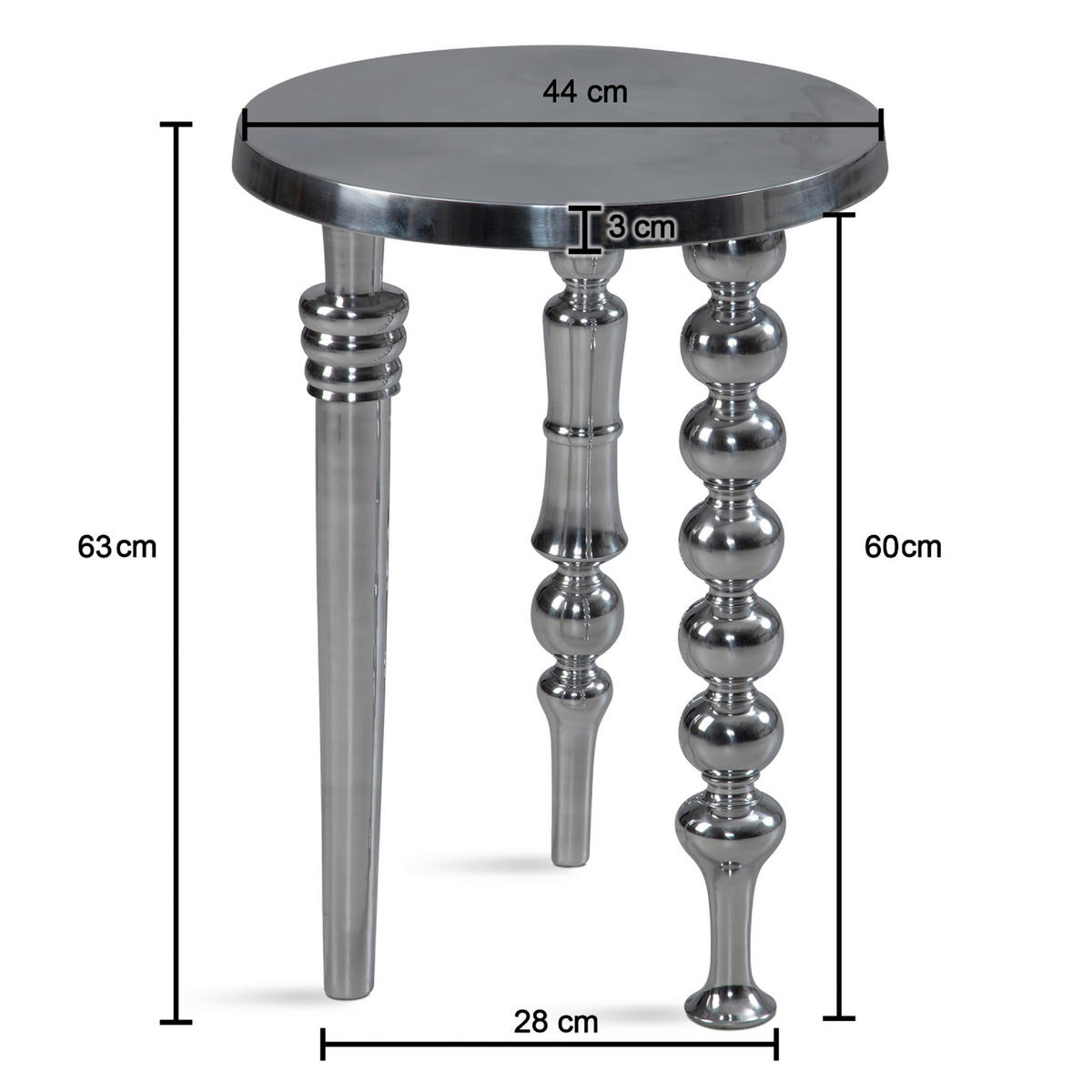 KISASZTAL fém  44/63 cm  - ezüst, Design, fém (44/63cm) - MID.YOU