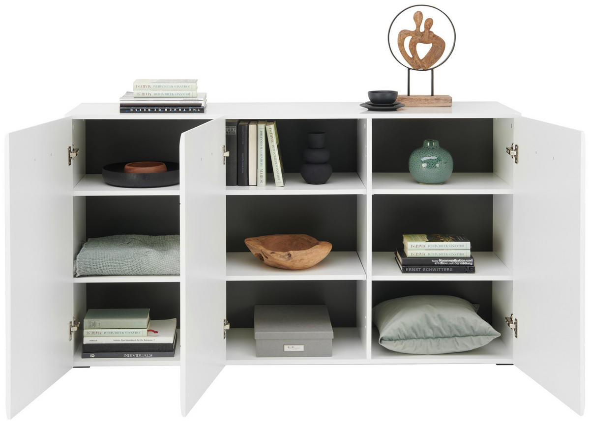 ŠIROKÁ KOMODA, antracitová, bílá, 150/87/42 cm - bílá/antracitová, Moderní, kompozitní dřevo/plast (150/87/42cm) - Hom`in