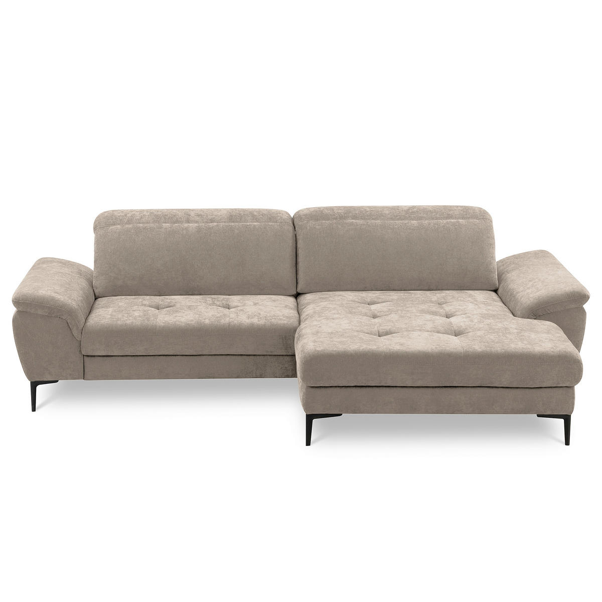 ECKSOFA  Webstoff Taupe  - Taupe/Schwarz, Design, Textil/Metall (268/195cm) - Livetastic