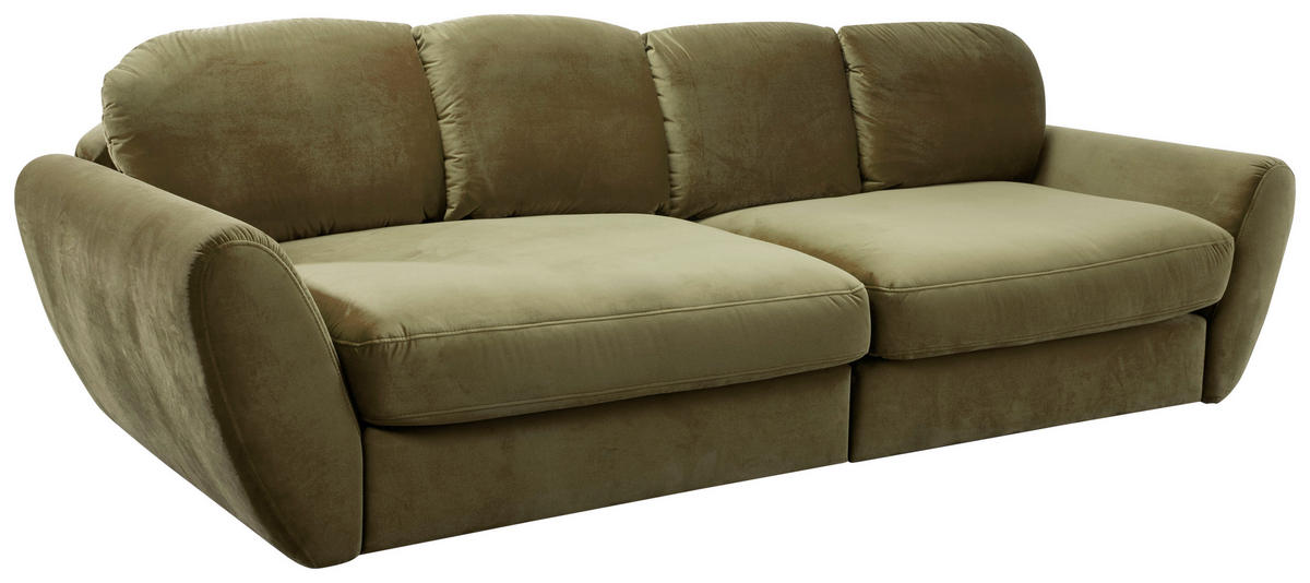 BIGSOFA in Flachgewebe Olivgrün  - Schwarz/Olivgrün, Modern, Kunststoff/Textil (290/96/113cm) - Sit & More