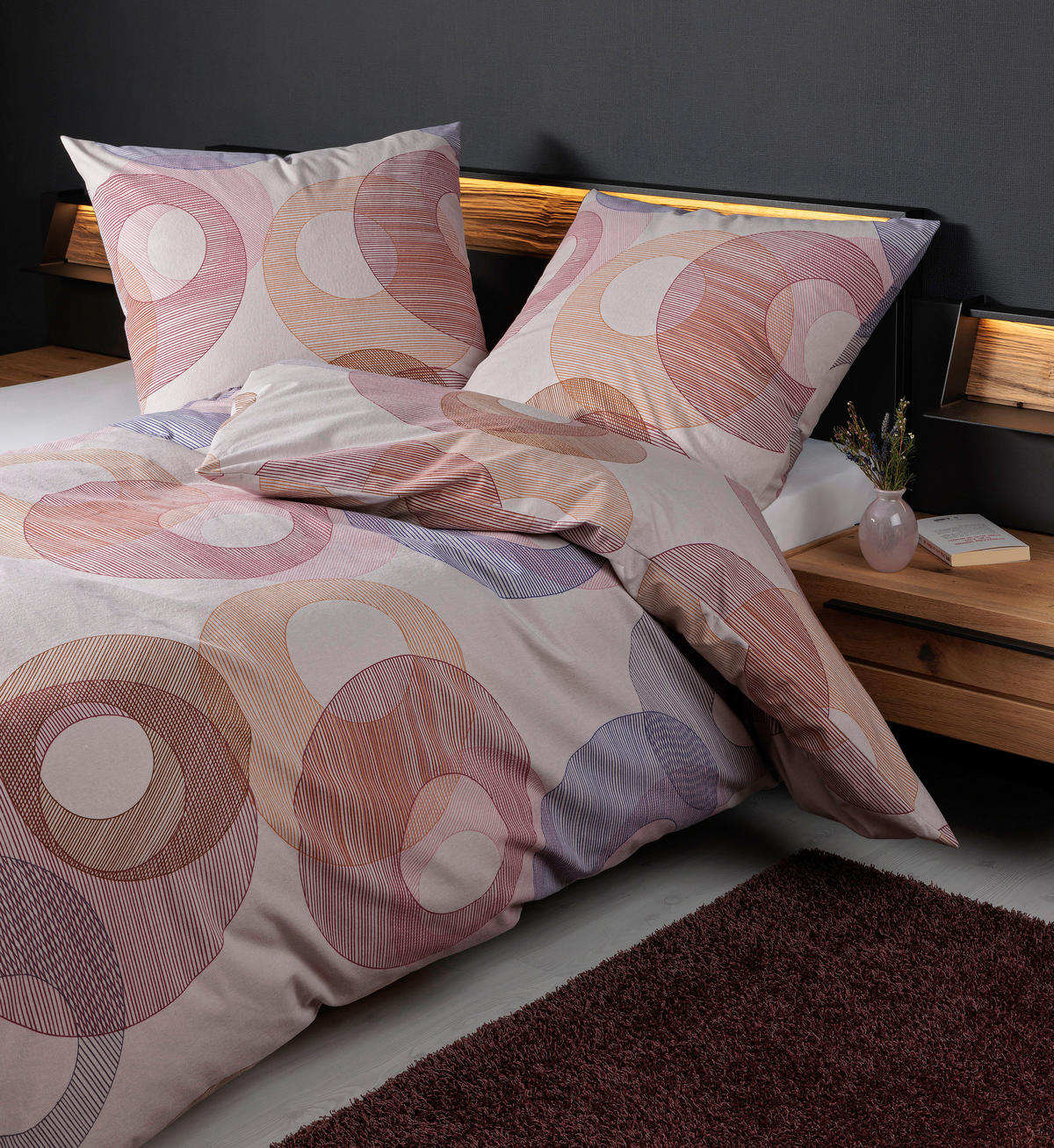 BETTWÄSCHE Biber 155/200 cm  - Beere, Design, Textil (155/200cm) - Janine