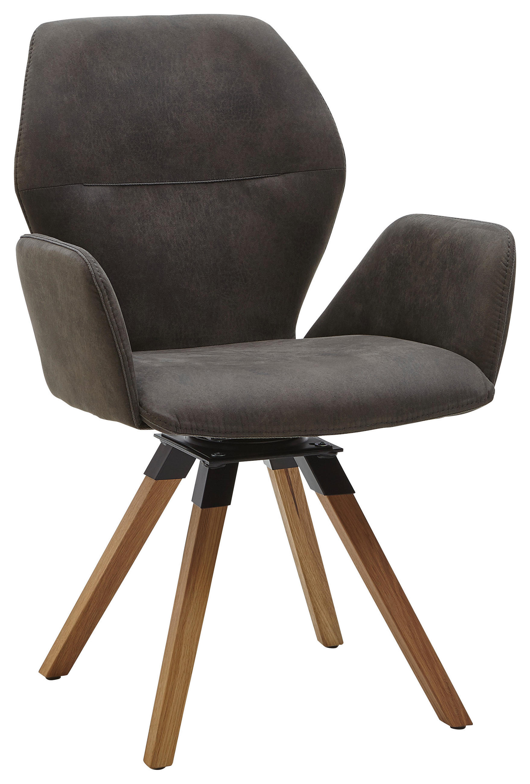 ARMLEHNSTUHL  in Mikrofaser  - Eichefarben/Anthrazit, Design, Holz/Textil (62/91/59cm) - Valnatura