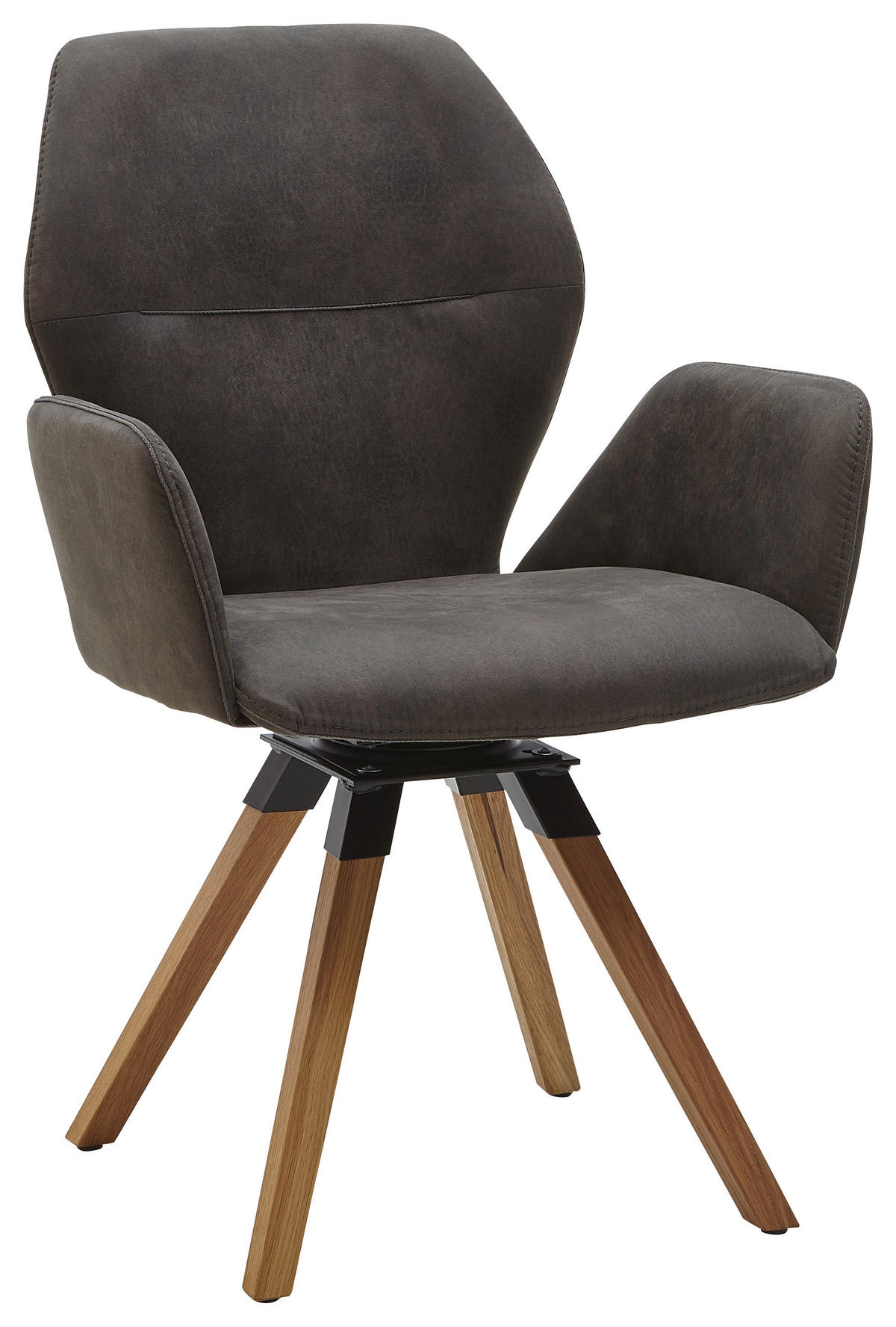 ARMLEHNSTUHL  in Mikrofaser  - Eichefarben/Anthrazit, Design, Holz/Textil (62/91/59cm) - Valnatura