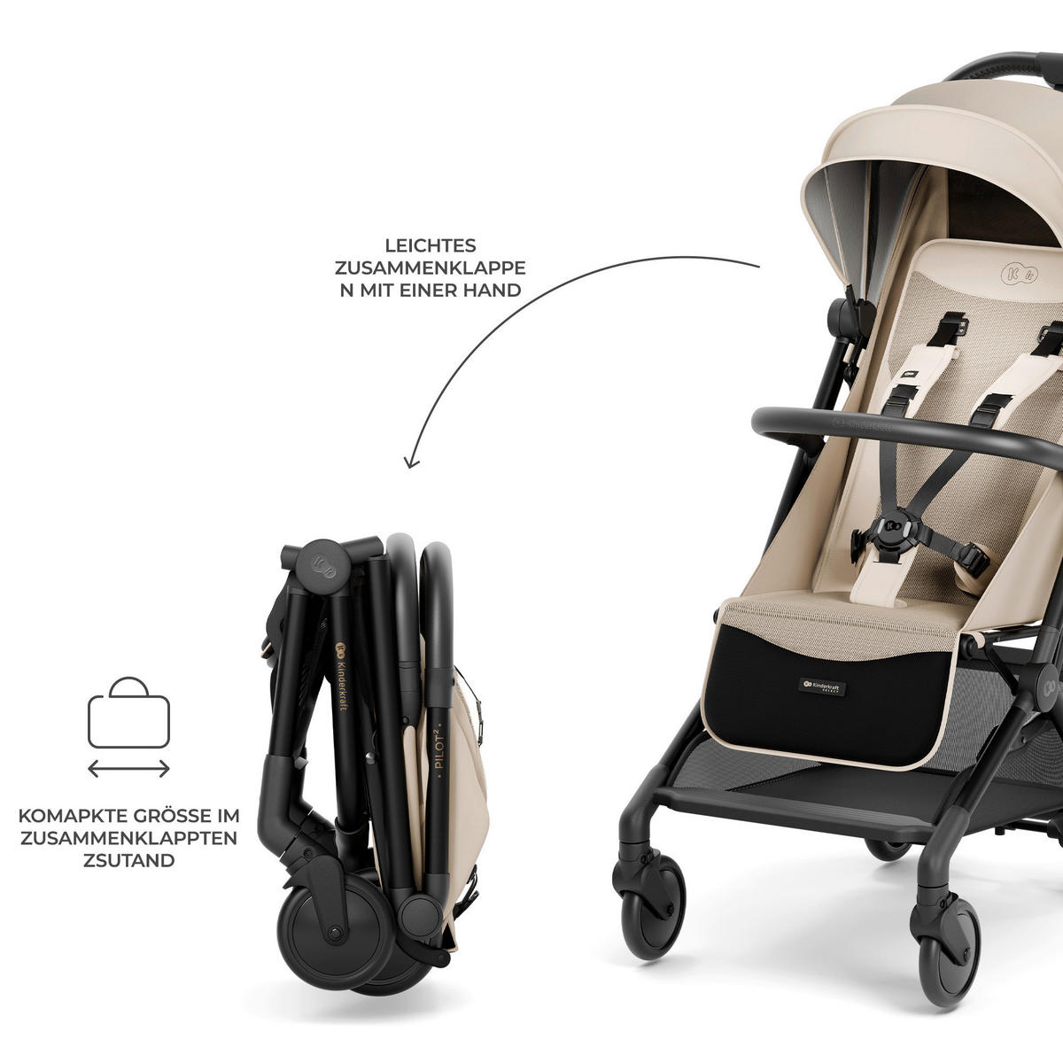 BUGGY Pilot 2  - Beigebraun, Basics, Kunststoff/Textil (67/42/101cm) - Kinderkraft