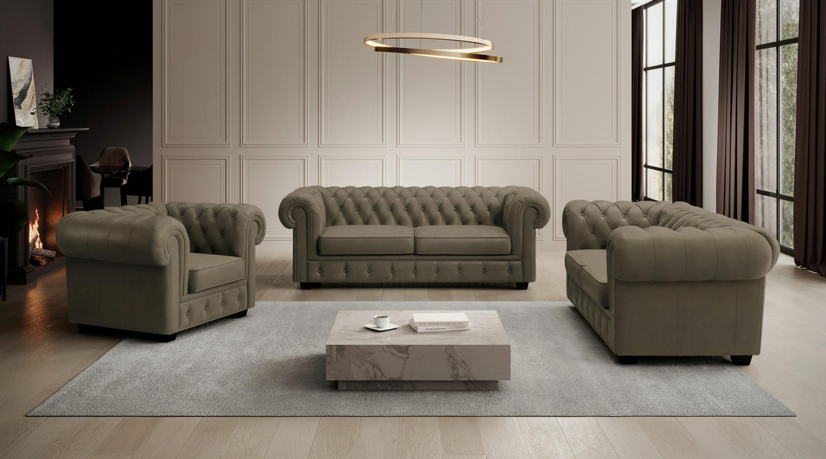 CHESTERFIELD-SESSEL in Lederlook Schlammfarben  - Wengefarben/Schlammfarben, Lifestyle, Holz/Textil (115/76,5/96cm) - Landscape