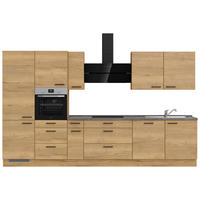 KÜCHENBLOCK 360 cm   in Eichefarben, Schieferfarben  - Schieferfarben/Eichefarben, MODERN, Holzwerkstoff/Metall (360cm) - Nobilia
