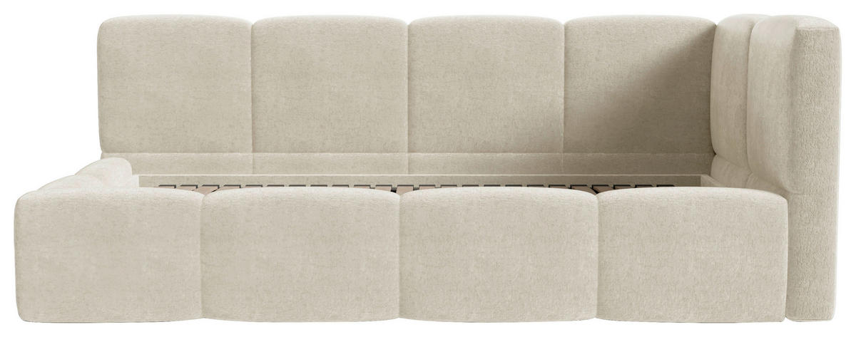 POLSTERBETT 90/200 cm,  in Beige, Lattenrost, Bettkasten,  - Beige/Schwarz, Design, Holz/Textil (90/200cm) - Chameo