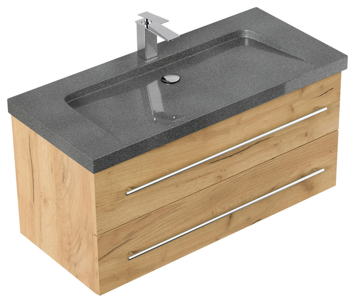 WASCHTISCHKOMBI 100 cm  - Eichefarben, Basics, Holzwerkstoff/Stein (100cm) - MID.YOU