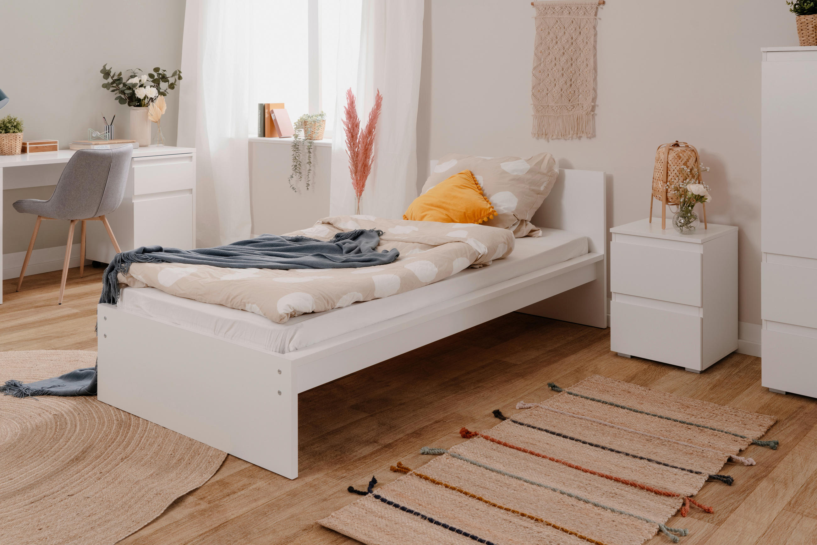 BETT 90/200 cm  in Weiß  - Weiß, MODERN (90/200cm) - MID.YOU