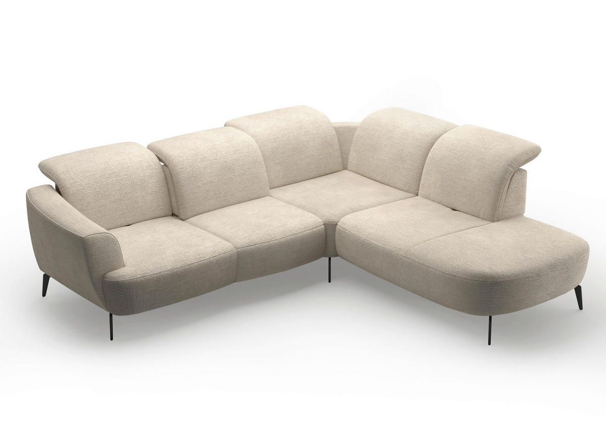 ECKSOFA in Chenille Sandfarben  300/267 cm  - Sandfarben/Schwarz, KONVENTIONELL, Textil/Metall (300/267cm) - Sit & More