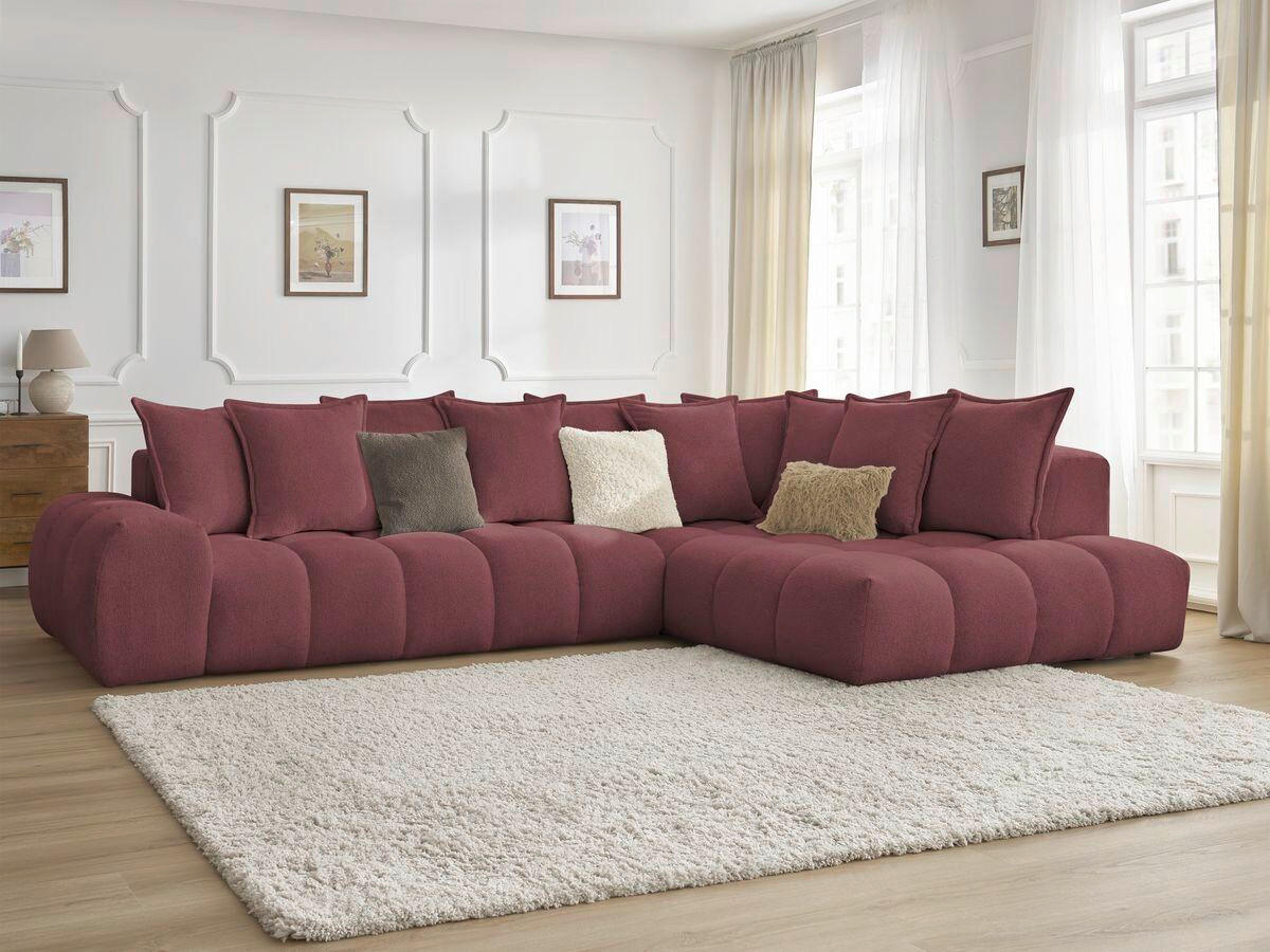 ECKSOFA Ottomane rechts  EVEREST Rot Flachgewebe  - Rot/Schwarz, MODERN, Kunststoff/Textil (352/210cm) - Livetastic