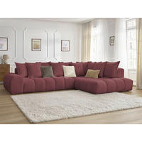 ECKSOFA Ottomane rechts  EVEREST Rot Flachgewebe  - Rot/Schwarz, MODERN, Kunststoff/Textil (352/210cm) - Livetastic