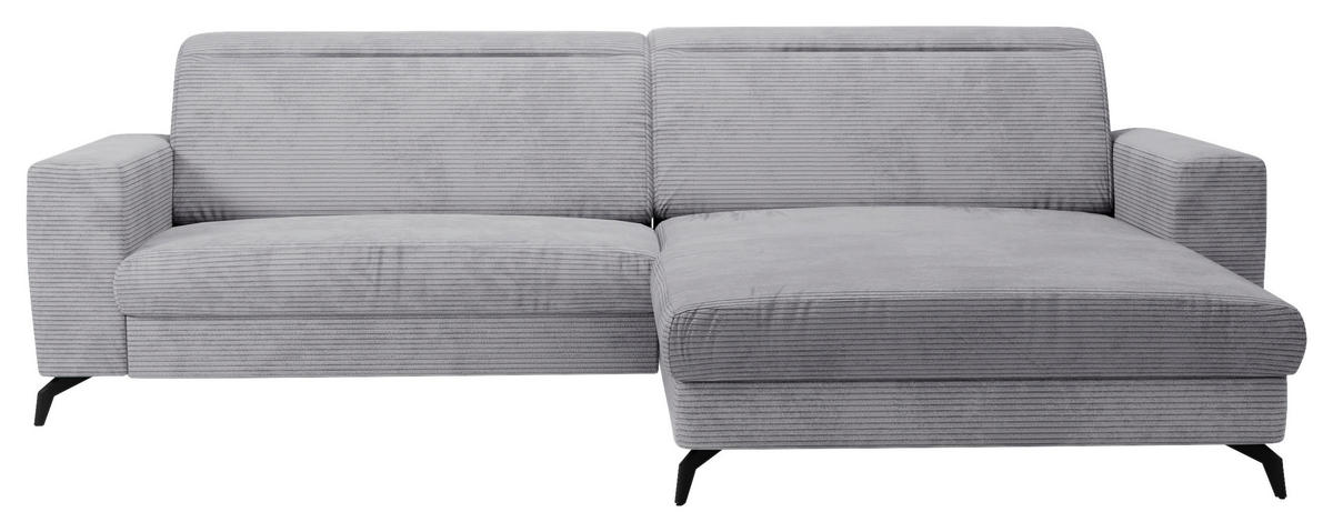 ECKSOFA in Cord Hellgrau  - Hellgrau/Schwarz, Konventionell, Textil/Metall (290/178cm) - Sit & More