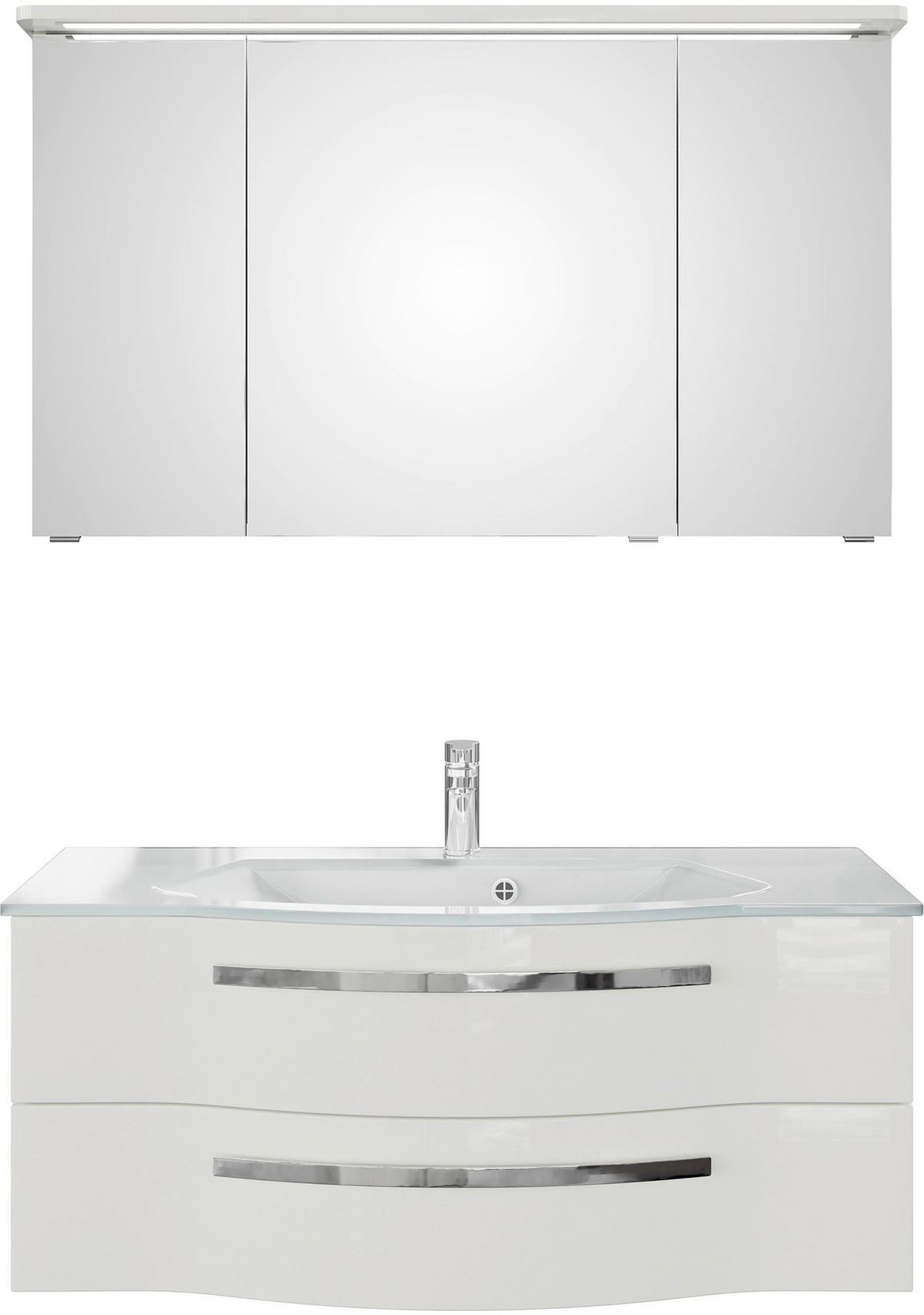 BADEZIMMER 3-teilig  in 120 cm  - Chromfarben/Weiß Hochglanz, Basics, Glas/Holzwerkstoff (120cm) - Sadena