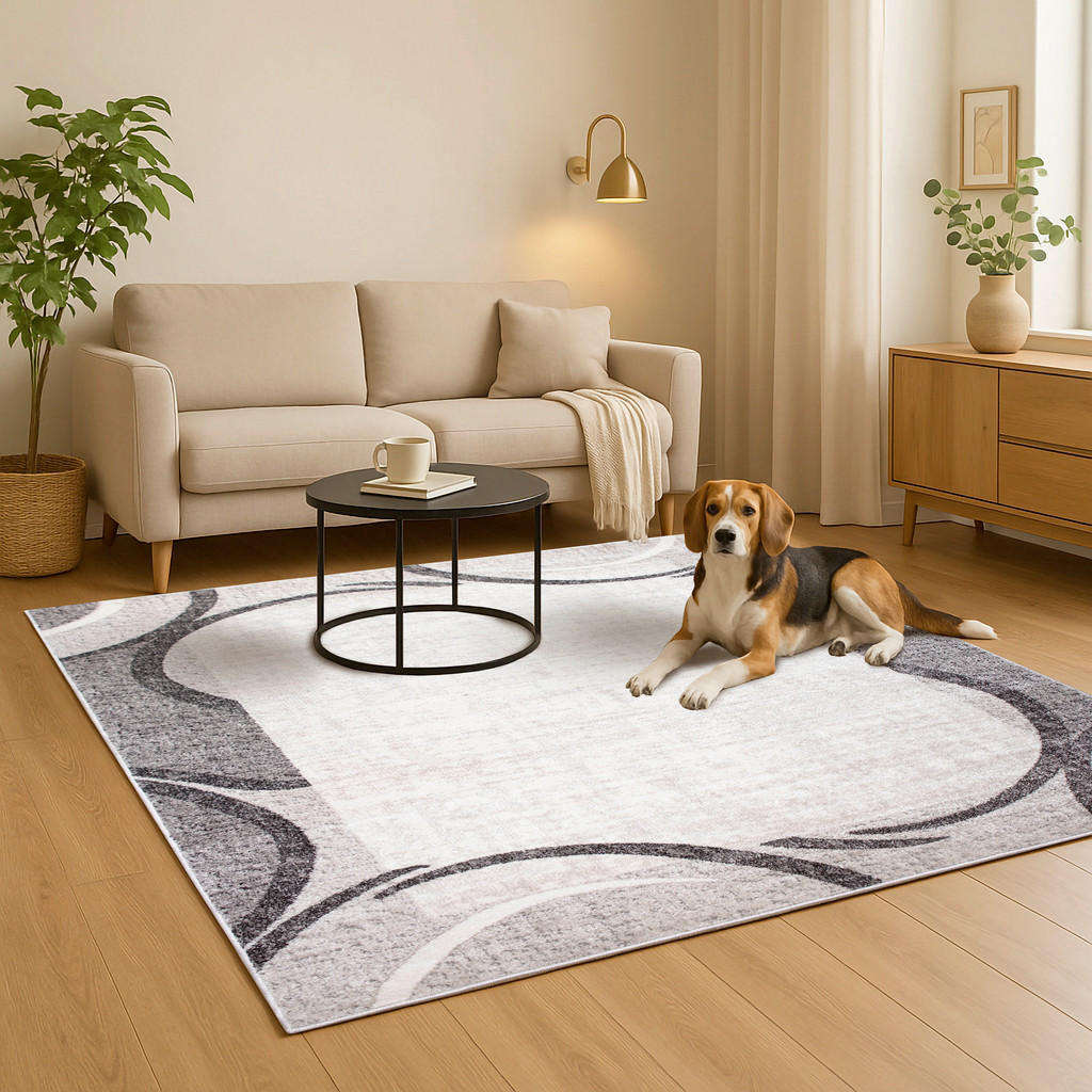 Thumbnail - Novel Webteppich, Creme, Kunststoff, Bordüre, rechteckig, 60x110 cm, Oeko-Tex® Standard 100, Oeko-Tex® Made IN Green, fü...