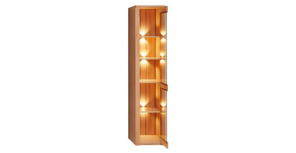 VITRINE in massiv Kernbuche Kernbuche - Edelstahlfarben/Kernbuche, Natur, Glas/Holz (43/203/40cm) - Carryhome