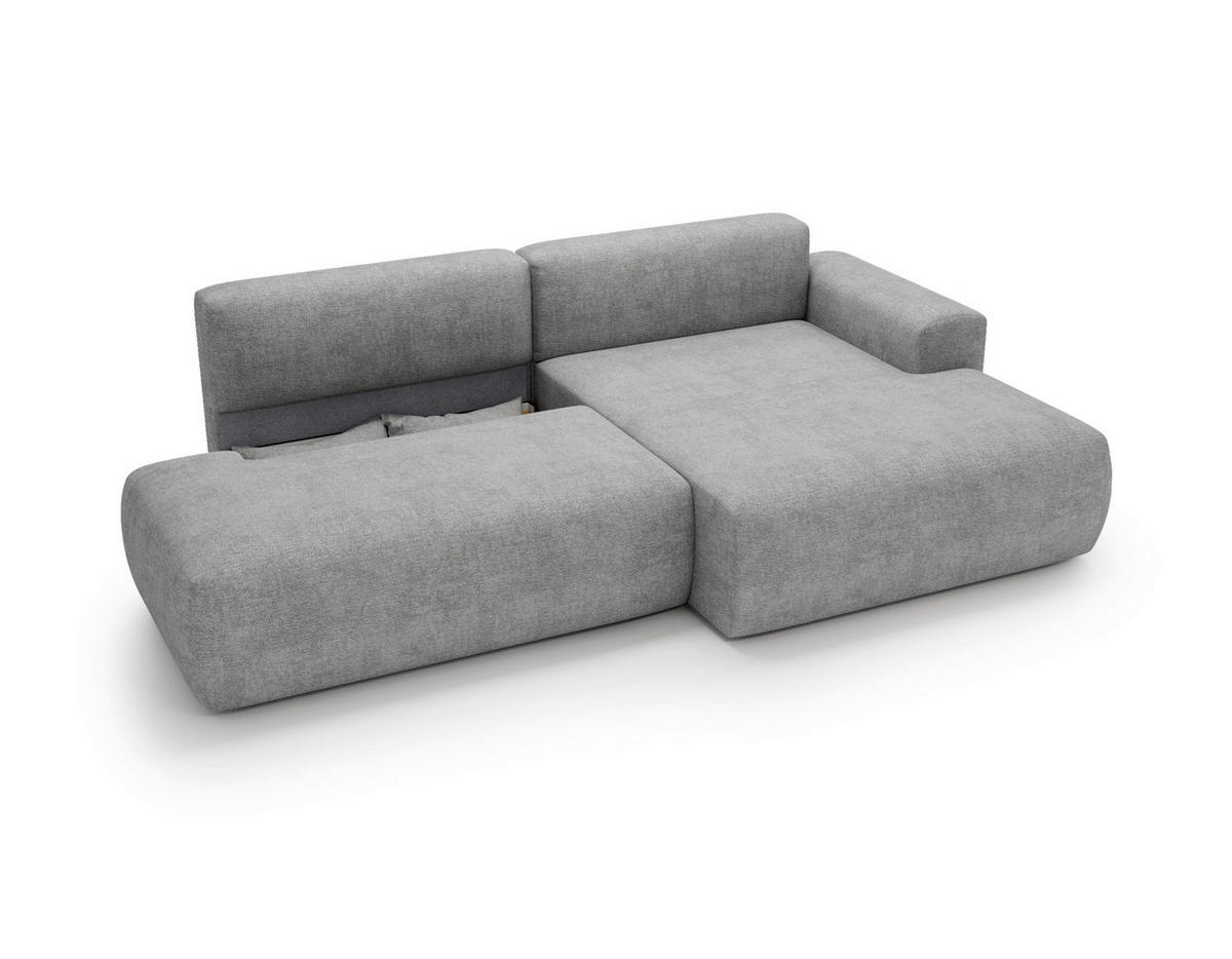 ECKSOFA REVE in Chenille Hellgrau  284/160 cm  - Hellgrau/Schwarz, Design, Kunststoff/Textil (284/160cm) - Livetastic