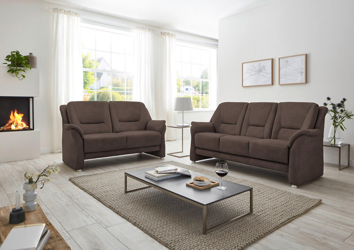 2,5-SITZER in Mikrofaser Graubraun  - Graubraun/Beige, Konventionell, Textil/Metall (172/100/89cm) - Beldomo Comfort