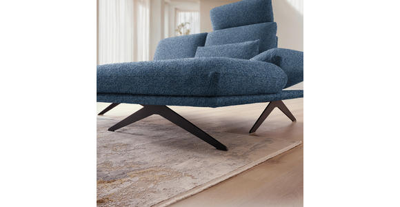 ECKSOFA  in Flachgewebe Blau Rücken echt, Armteilverstellung, Relaxfunktion  234/155 cm  - Blau/Schwarz, Design, Textil/Metall (234/155cm) - Dieter Knoll