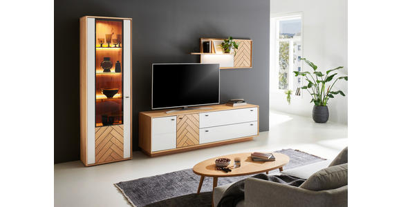 LOWBOARD in 203,8/62/51,4 cm - Eiche Bianco/Dunkelgrau, Design, Holz/Holzwerkstoff (203,8/62/51,4cm) - Novel