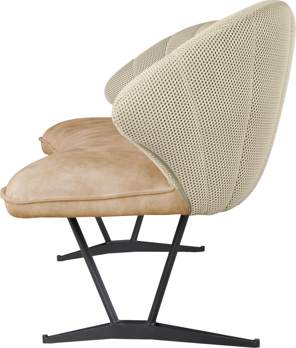 SITTBÄNK i metall, textil beige  - beige/svart, Design, metall/textil (182/84,5/75cm) - Novel