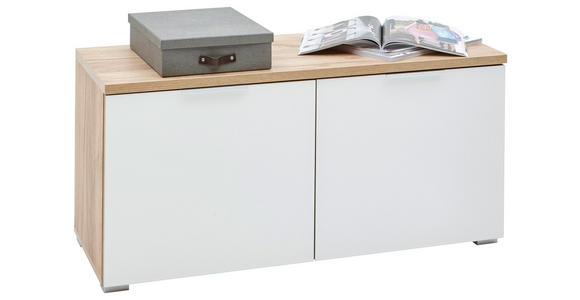 GARDEROBENBANK  in 97/47/40 cm  - Eichefarben/Silberfarben, Design, Glas/Holzwerkstoff (97/47/40cm) - Voleo