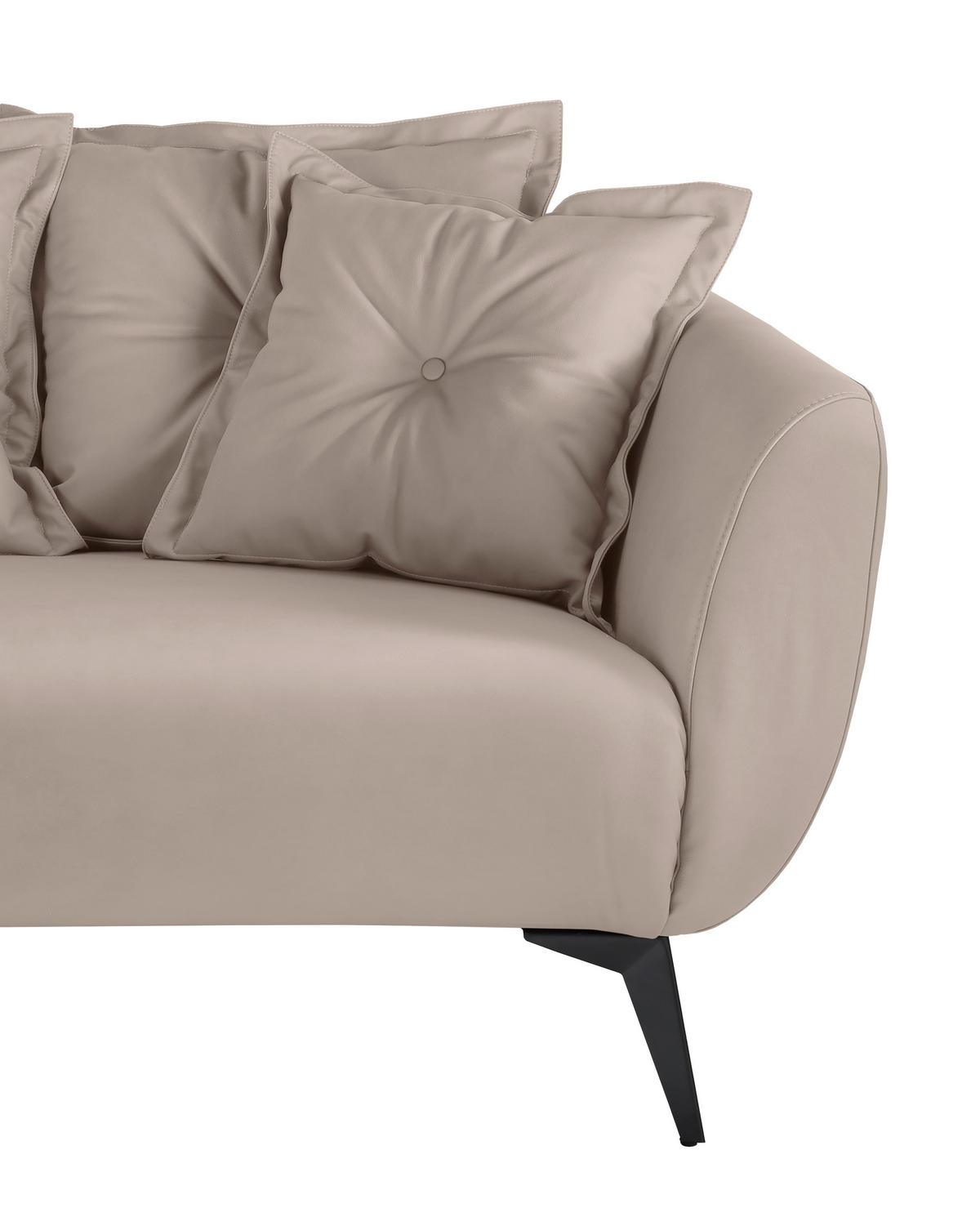 ECKSOFA in Lederlook Beige  162/277 cm  - Beige/Schwarz, MODERN, Textil/Metall (162/277cm) - Livetastic