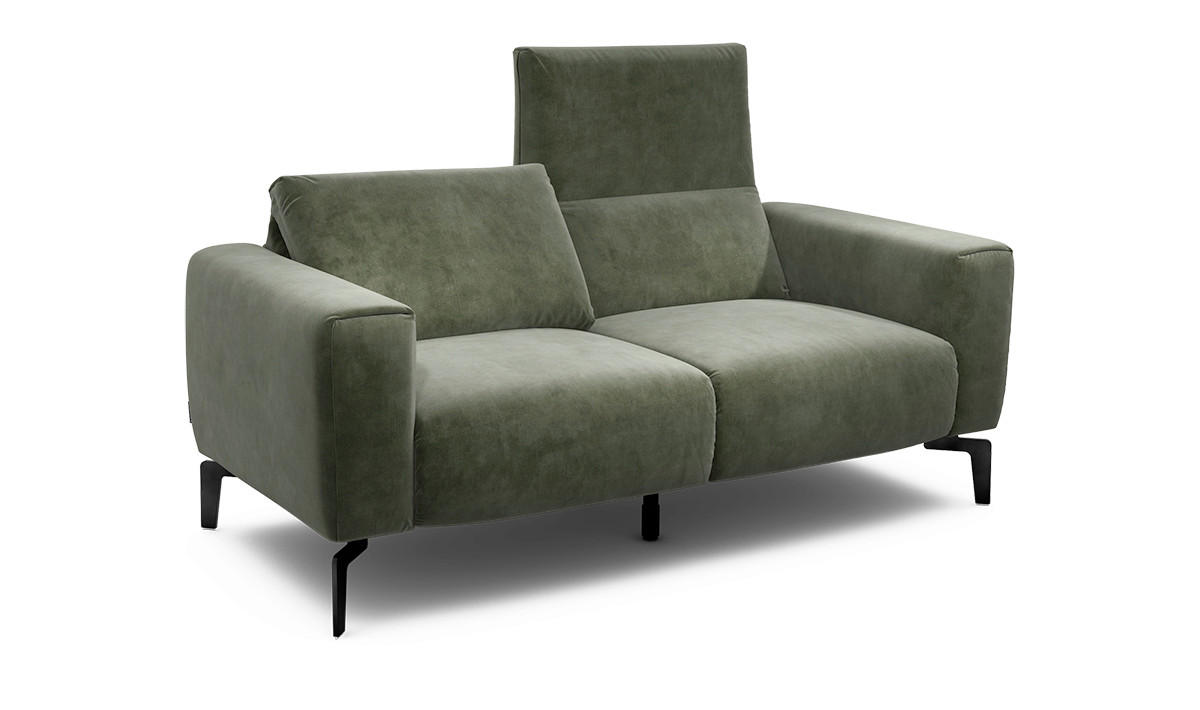 2-SITZER-SOFA in Samt Waldgrün  - Waldgrün/Schwarz, Design, Textil/Metall (180/86/86-94cm) - SENSOO