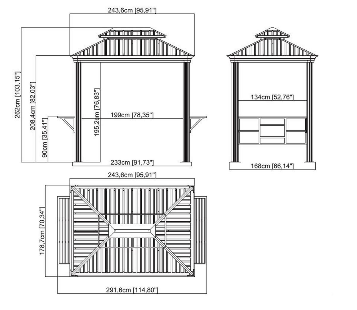 PAVILLON 292/262/179 cm   - Anthrazit, Basics, Metall (292/262/179cm)
