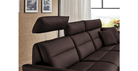 ECKSOFA in Echtleder Dunkelbraun  300/157 cm  - Dunkelbraun/Schwarz, Design, Leder/Metall (300/157cm) - Dieter Knoll