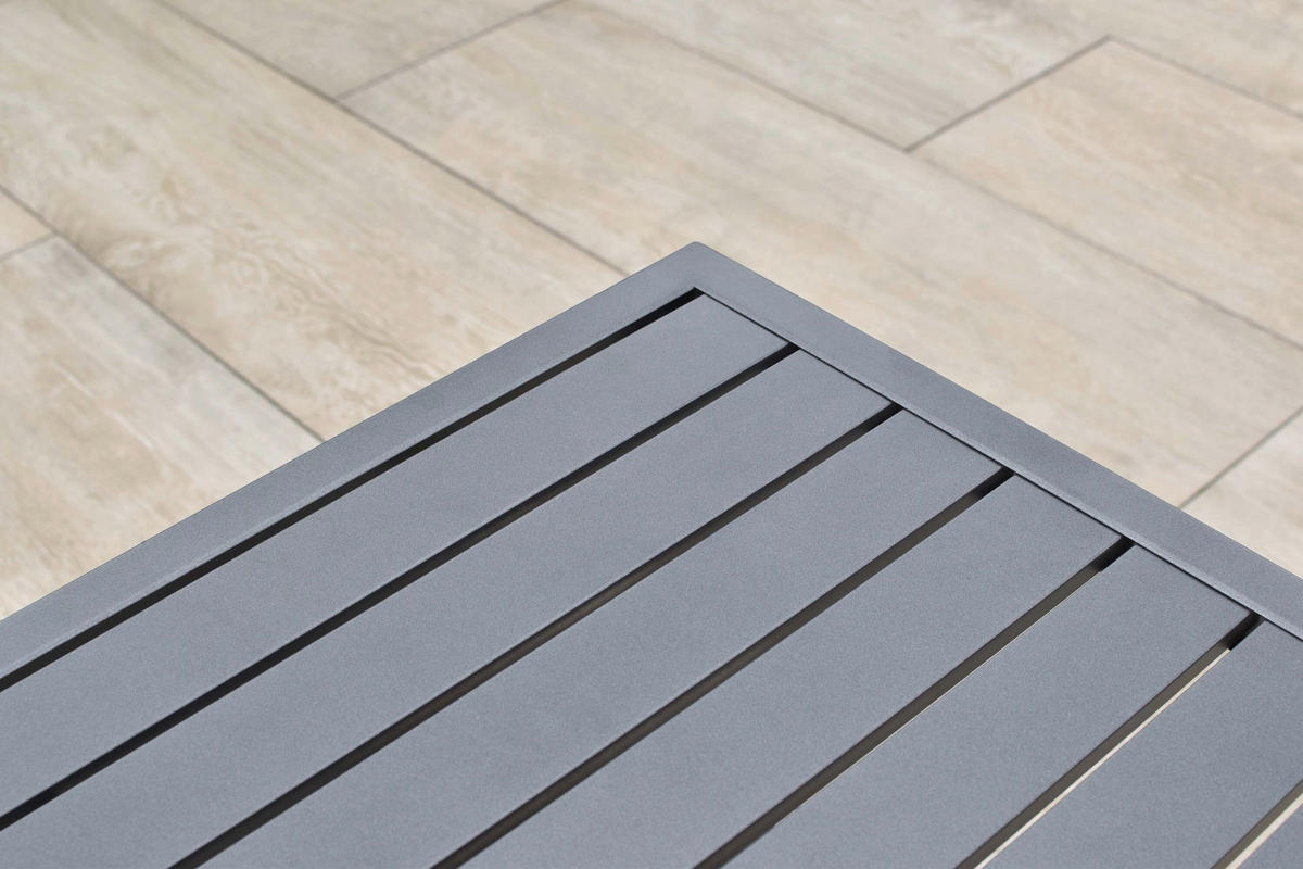 BALKONSET Graphitfarben, Grau 5-teilig  - Graphitfarben/Grau, KONVENTIONELL, Textil/Metall - Gardenson